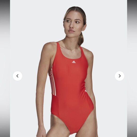 NWT Adidas Women's 3 Stripe‎ Mid Swimsuit One Piece Swim Size 2 Sz XS Small - Picture 2 of 9